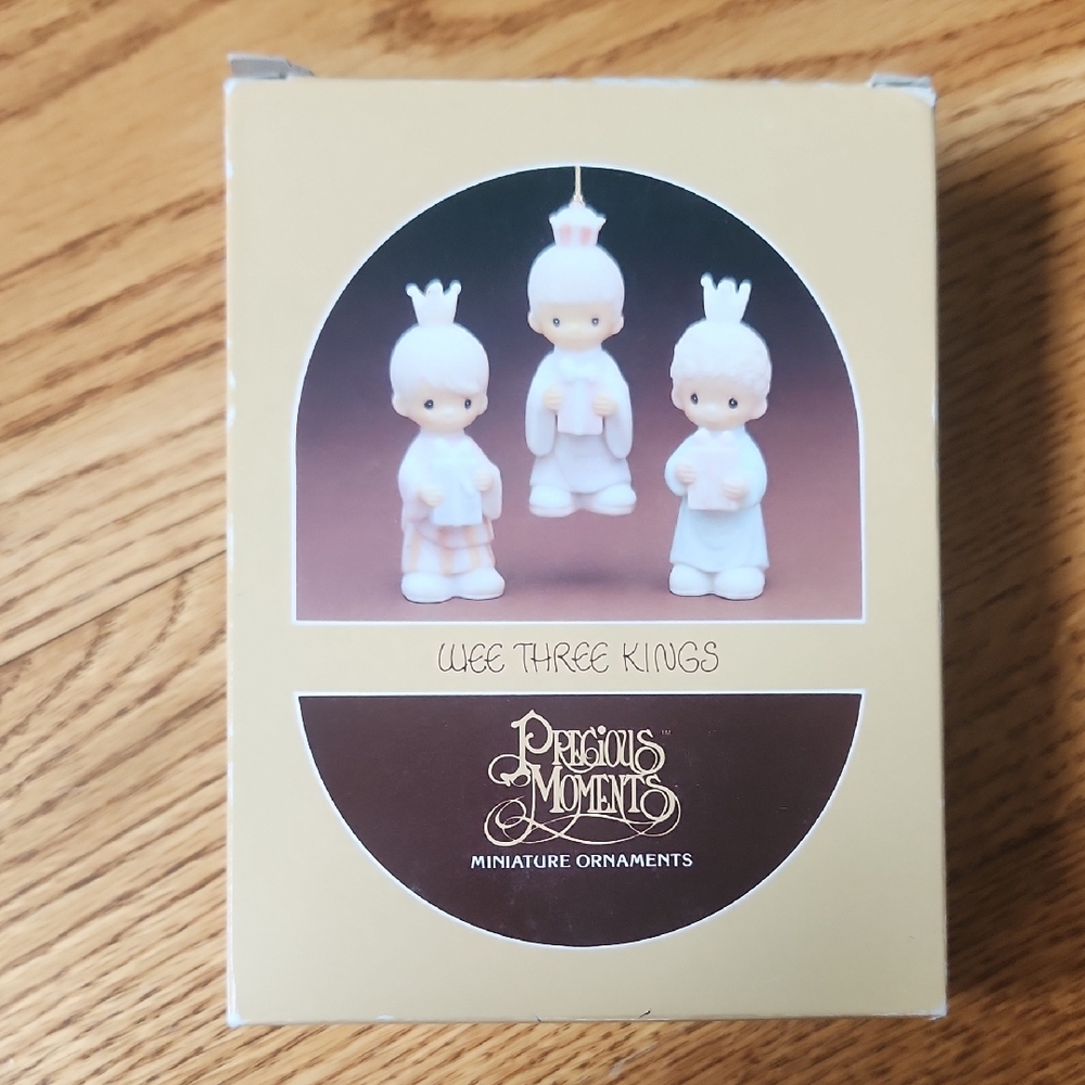 Precious Moments Wee Three Kings Miniature Ornaments - White and Cream